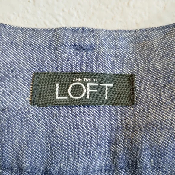 LOFT Blue Marisa Trousers Wide-Leg Linen Blend - Picture 6 of 11